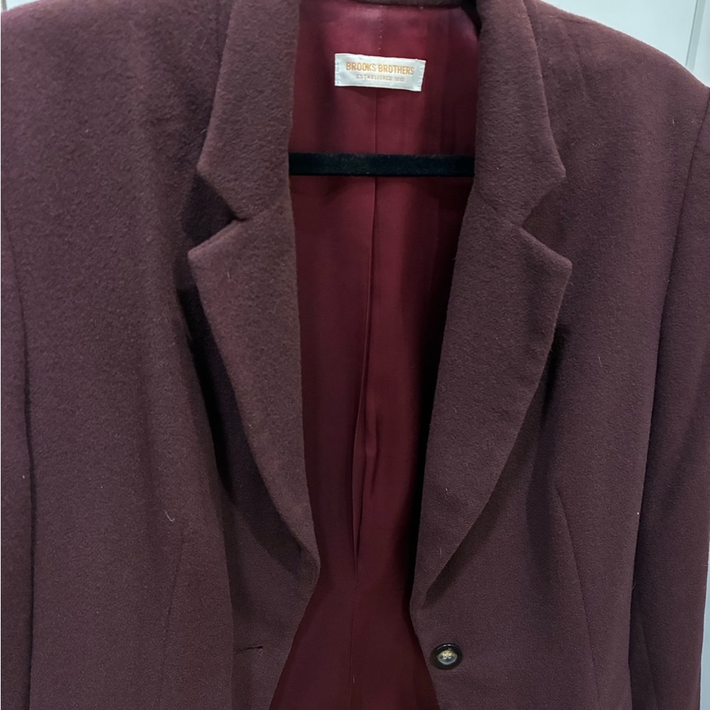 80’s Vintage Brooks Brothers Burgundy Coat 100% Camel Hair - Picture 4 of 15